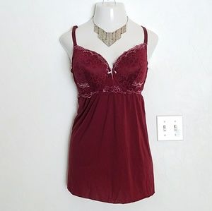 Wine lace babydoll nighty.